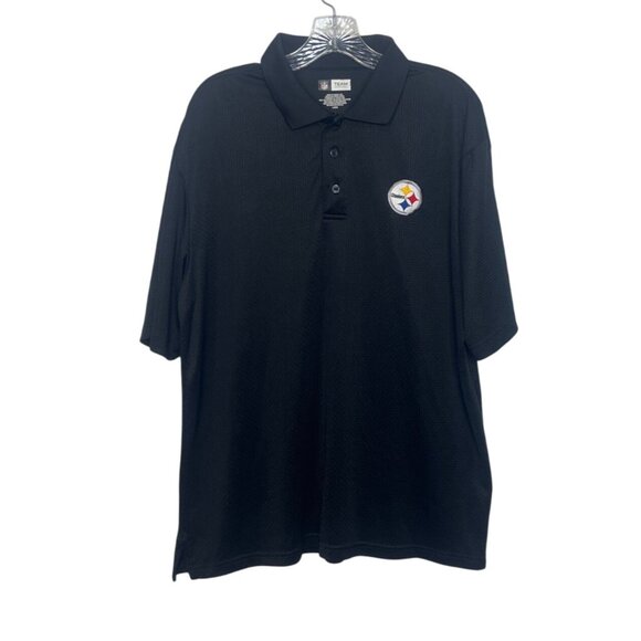 NFL Team Apparel Pittsburgh Steelers Golf Polo Shirt Mens Large Black - Picture 1 of 6